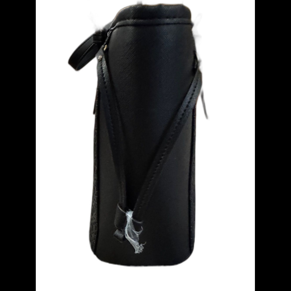 Anne Klein Black Embossed Tote with Gold Charm Accent - Picture 5 of 7